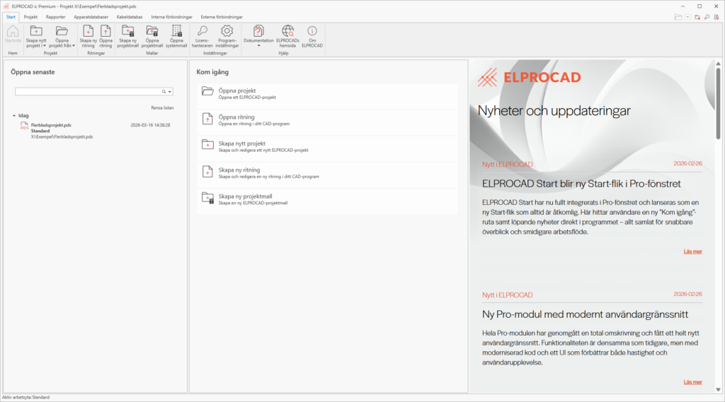 ELPROCAD ic 2026 Startfönster